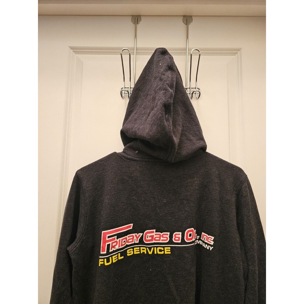 District Friday Gas and Oil Fleece Sweatshirt Hooded Mens Grey Large - Picture 11 of 11